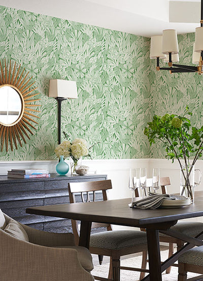product image for Bannon Green Leaves Wallpaper from the Happy Collection by Brewster 3