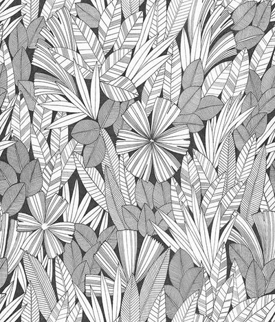 product image of sample bannon black leaves wallpaper from the happy collection by brewster 1 542