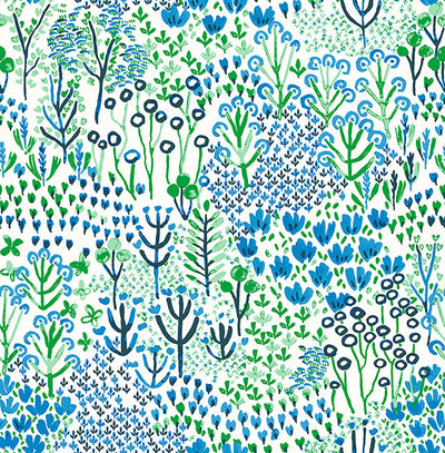 product image of sample chilton blue wildflowers wallpaper from the happy collection by brewster 1 533