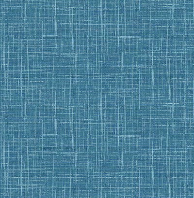 product image of sample emerson teal faux linen wallpaper from the happy collection by brewster 1 565
