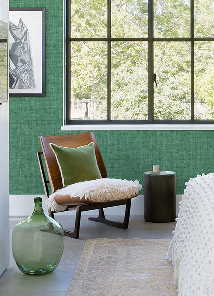 media image for Emerson Green Faux Linen Wallpaper from the Happy Collection by Brewster 287