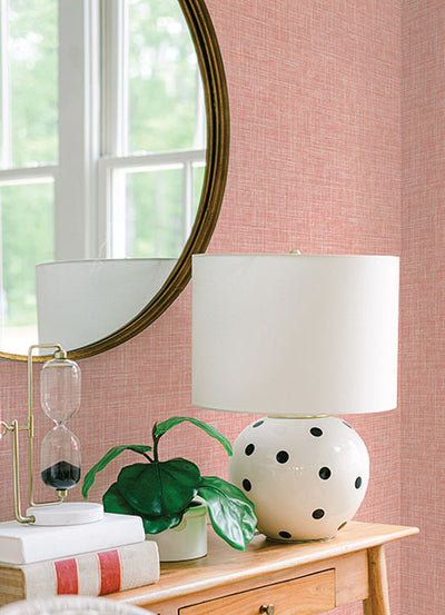 product image for Emerson Coral Faux Linen Wallpaper from the Happy Collection by Brewster 45