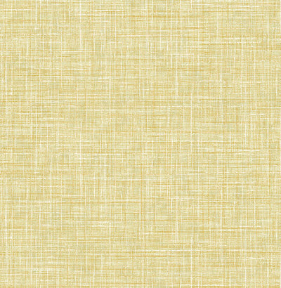 product image of sample emerson yellow faux linen wallpaper from the happy collection by brewster 1 552