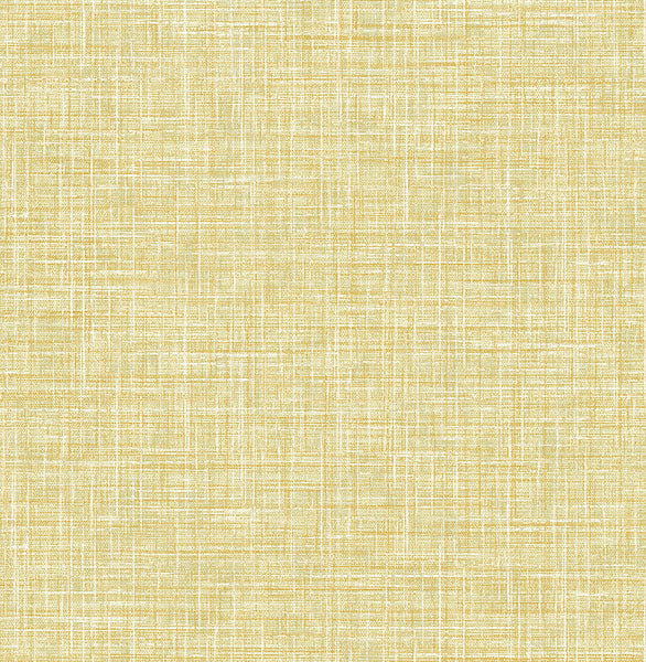 media image for sample emerson yellow faux linen wallpaper from the happy collection by brewster 1 215