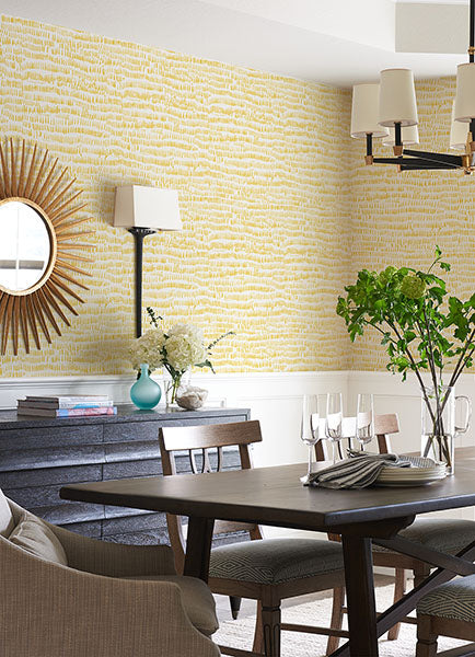 media image for Runes Yellow Brushstrokes Wallpaper from the Happy Collection by Brewster 286