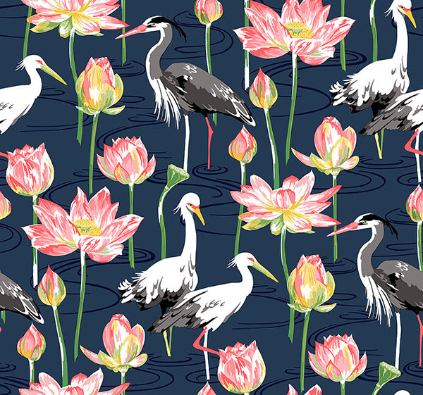 media image for sample barton navy heron wallpaper from the happy collection by brewster 1 258