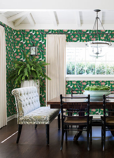 product image for Barton Green Heron Wallpaper from the Happy Collection by Brewster 0