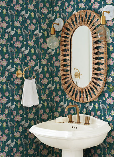 product image for Barton Teal Heron Wallpaper from the Happy Collection by Brewster 32