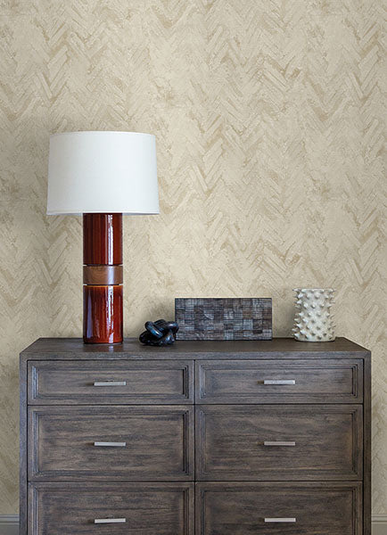 media image for Amesemi Cream Distressed Herringbone Wallpaper from Lumina Collection by Brewster 234