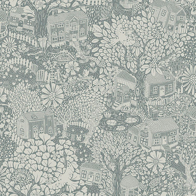 product image for Bygga Bo Blue Woodland Village Wallpaper from Briony Collection by Brewster 81