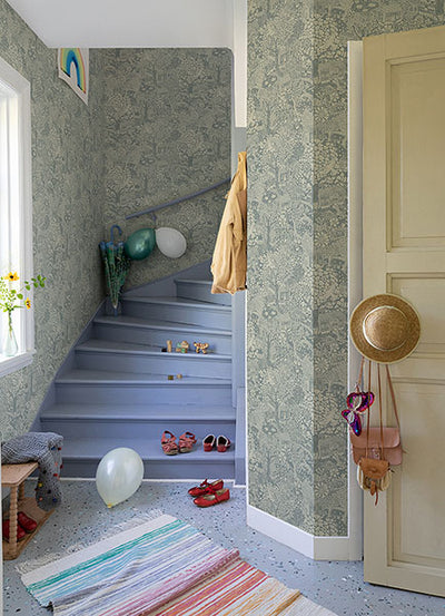 product image for Bygga Bo Blue Woodland Village Wallpaper from Briony Collection by Brewster 99