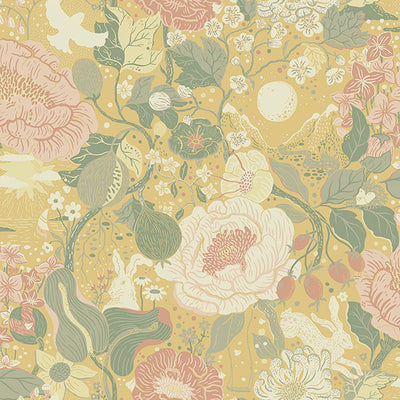 product image for Vaxa Butter Rabbits & Rosehips Wallpaper from Briony Collection by Brewster 79