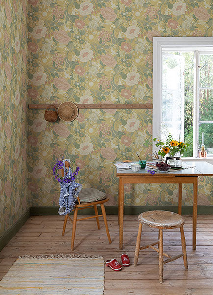 media image for Vaxa Butter Rabbits & Rosehips Wallpaper from Briony Collection by Brewster 276