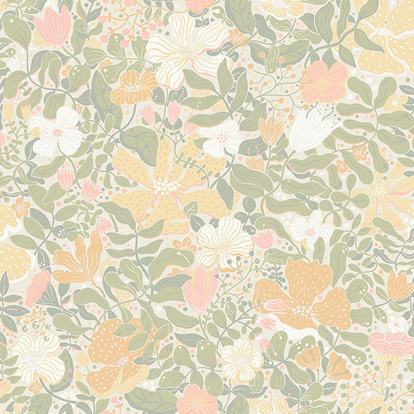 media image for Midsommar Pastel Floral Medley Wallpaper from Briony Collection by Brewster 243