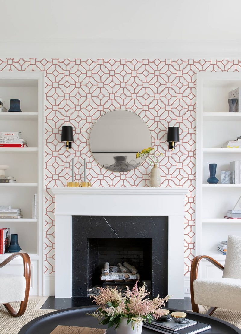 media image for Addis Coral Trellis Wallpaper 276