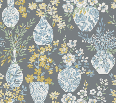 product image for Harper Grey Floral Vase Wallpaper 51