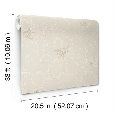 product image for Gardena Light Grey Embroidered Floral Wallpaper 74