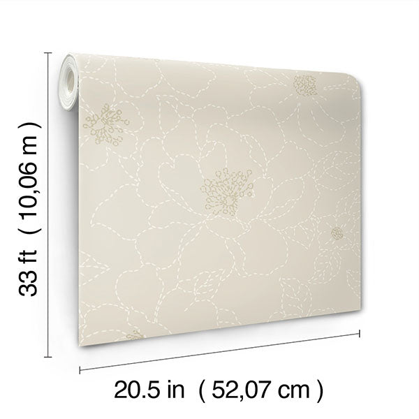 media image for Gardena Light Grey Embroidered Floral Wallpaper 26