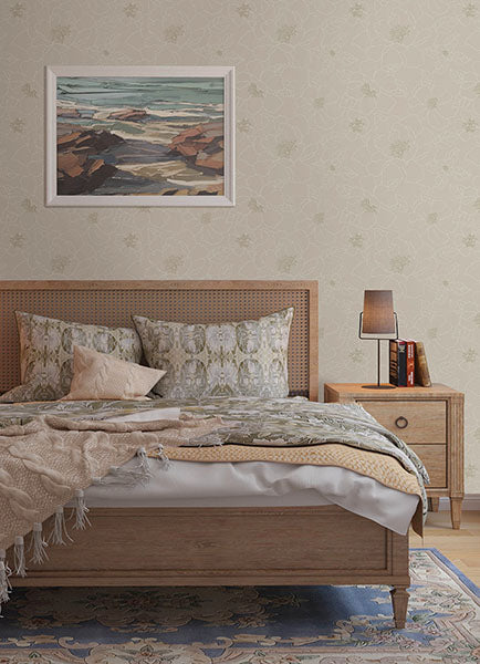 media image for Gardena Light Grey Embroidered Floral Wallpaper 266