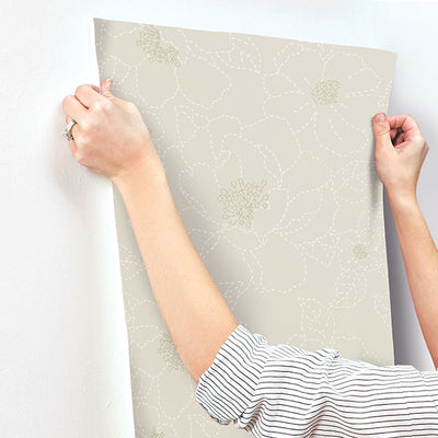 product image for Gardena Light Grey Embroidered Floral Wallpaper 88