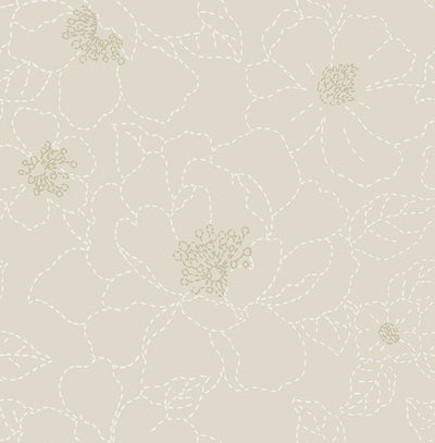product image for Gardena Light Grey Embroidered Floral Wallpaper 43