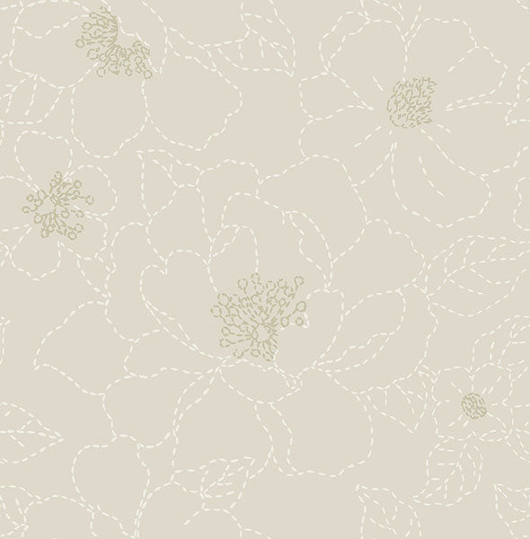 media image for Gardena Light Grey Embroidered Floral Wallpaper 241