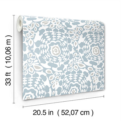 product image for Divine Light Blue Abstract Medallion Wallpaper 59