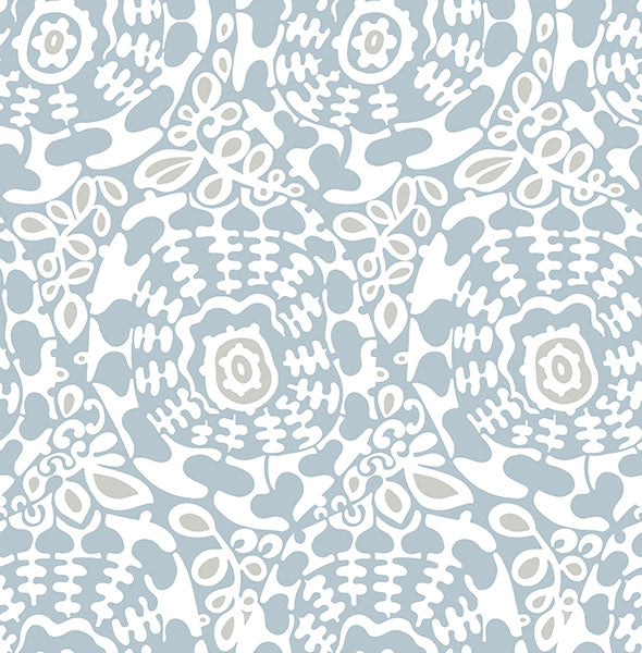 media image for Divine Light Blue Abstract Medallion Wallpaper 254
