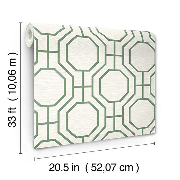media image for Manor Green Geometric Trellis Wallpaper 250
