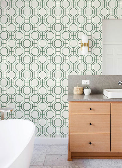 product image for Manor Green Geometric Trellis Wallpaper 69