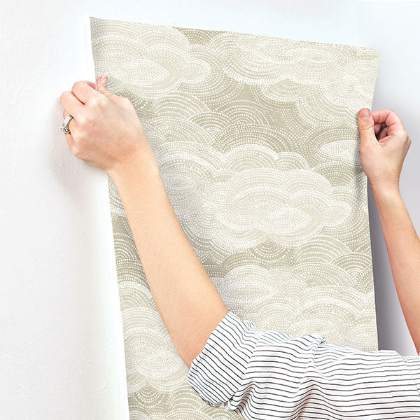 media image for Vision Pearl Stipple Clouds Wallpaper 229