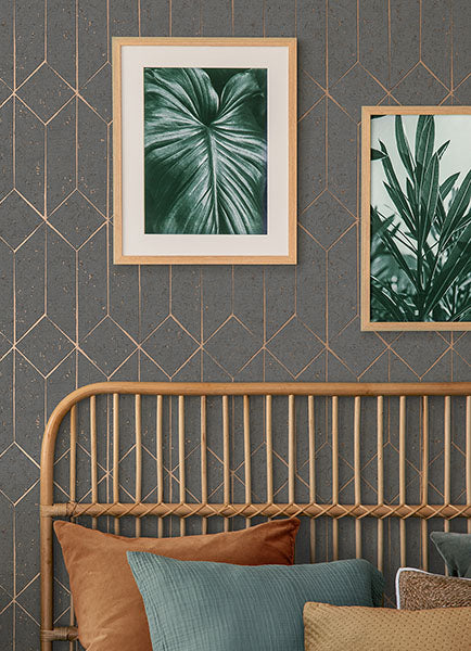 media image for Hayden Charcoal Concrete Trellis Wallpaper from Fusion Advantage Collection by Brewster 287