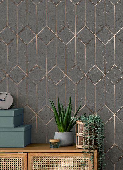 product image for Hayden Charcoal Concrete Trellis Wallpaper from Fusion Advantage Collection by Brewster 43