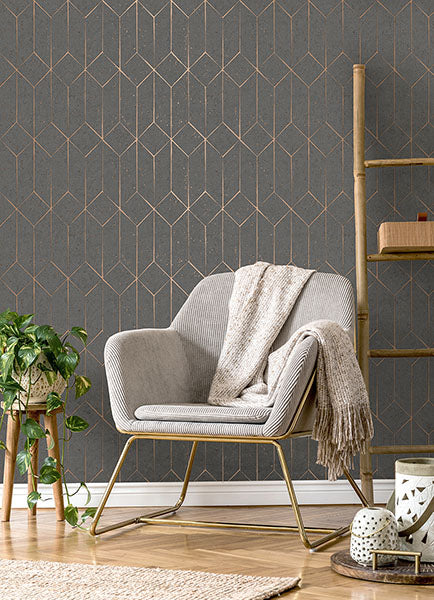 media image for Hayden Charcoal Concrete Trellis Wallpaper from Fusion Advantage Collection by Brewster 236
