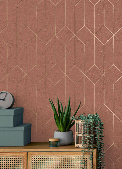 product image for Hayden Rasberry Concrete Trellis Wallpaper from Fusion Advantage Collection by Brewster 58