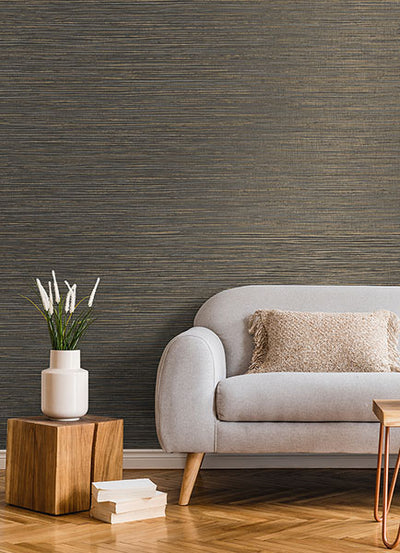 product image for Alton Black Faux Grasscloth Wallpaper from Fusion Advantage Collection by Brewster 57