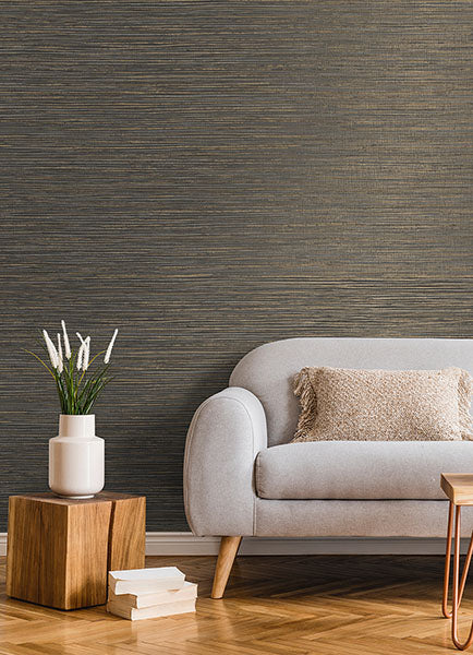 media image for Alton Black Faux Grasscloth Wallpaper from Fusion Advantage Collection by Brewster 261
