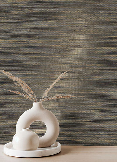 product image for Alton Black Faux Grasscloth Wallpaper from Fusion Advantage Collection by Brewster 80