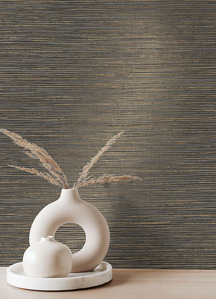 media image for Alton Black Faux Grasscloth Wallpaper from Fusion Advantage Collection by Brewster 219