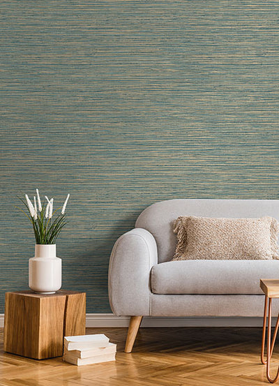 product image for Alton Teal Faux Grasscloth Wallpaper from Fusion Advantage Collection by Brewster 35