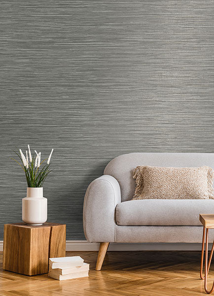 media image for Alton Grey Faux Grasscloth Wallpaper from Fusion Advantage Collection by Brewster 240