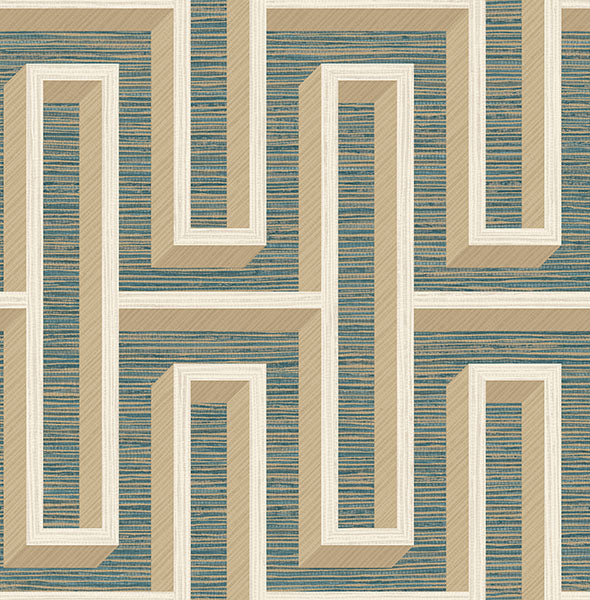 media image for sample henley teal geometric grasscloth wallpaper from fusion advantage collection by brewster 1 226