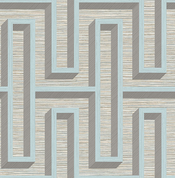 media image for Henley Light Blue Geometric Grasscloth Wallpaper from Fusion Advantage Collection by Brewster 221