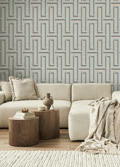 product image for Henley Light Blue Geometric Grasscloth Wallpaper from Fusion Advantage Collection by Brewster 75