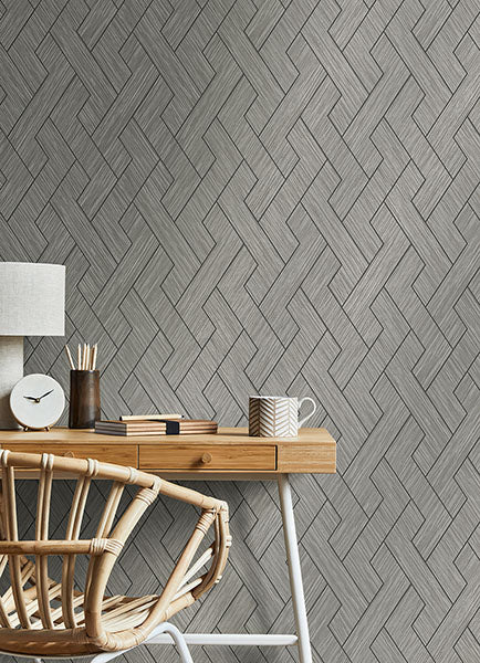 media image for Ember Grey Geometric Basketweave Wallpaper from Fusion Advantage Collection by Brewster 222