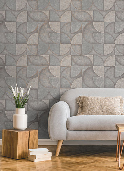 product image for Addison Grey Retro Geo Wallpaper from Fusion Advantage Collection by Brewster 64