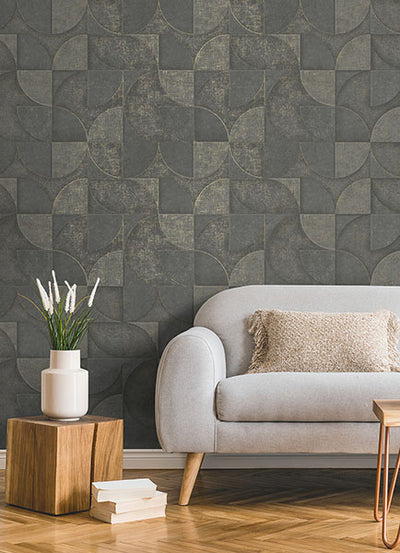 product image for Addison Charcoal Retro Geo Wallpaper from Fusion Advantage Collection by Brewster 80