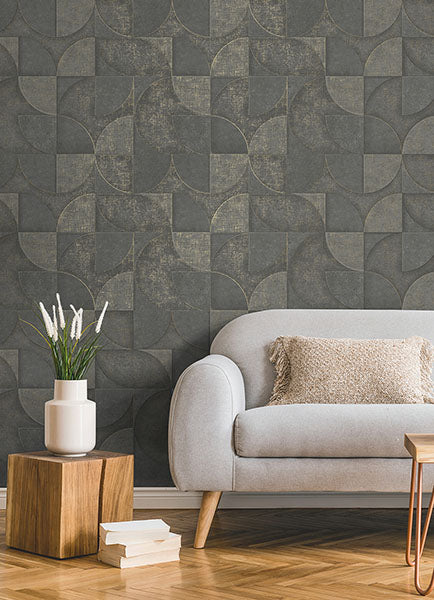 media image for Addison Charcoal Retro Geo Wallpaper from Fusion Advantage Collection by Brewster 257