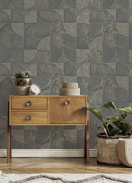 media image for Addison Charcoal Retro Geo Wallpaper from Fusion Advantage Collection by Brewster 280