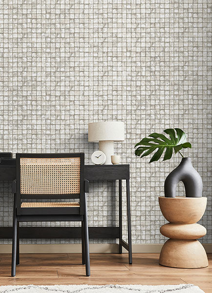 media image for Kingsley Off-White Tiled Wallpaper from Fusion Advantage Collection by Brewster 284
